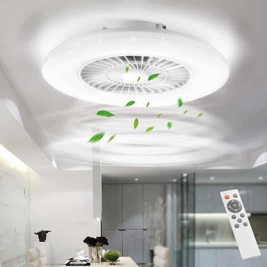 BKZO 60CM modern LED ceiling light with fan, ceiling fan with lamp, 24 fan speeds, effortless light dimming, for living room, dining room, bedroom, office, 3000-5500 K, White