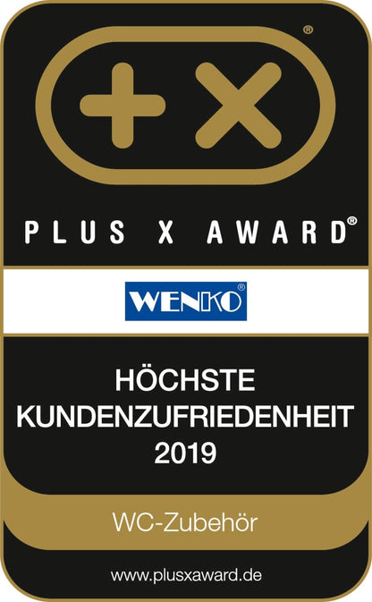 WENKO toilet brush set Mod. Badi, high-quality ceramic bathroom accessory with matte surface, includes toilet brush with Ø 7.5 cm black silicone brush head with non-stick effect, Ø 13.5 x 38 cm, blue-gray.