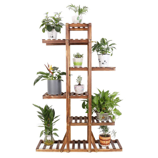 Outdoor flower stand, solid wood flower shelf with 6 levels. Plant ladder multi-storey, 90 x 131 x 25cm.