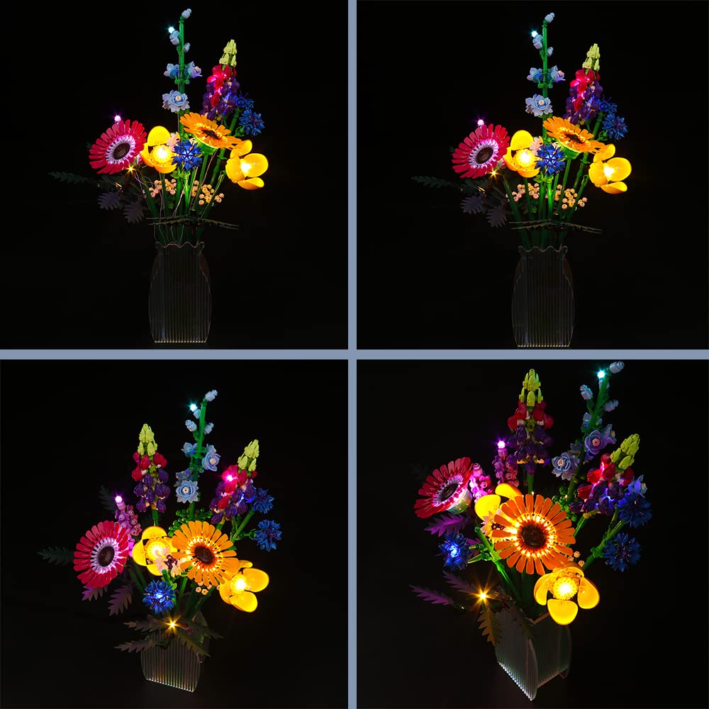 LED light set for Lego Wildflower Bouquet set 10313 (no model), LED lighting set for Lego Icons Wildflower Bouquet 10313 artificial flowers Valentines Day gift for adults unique home decor