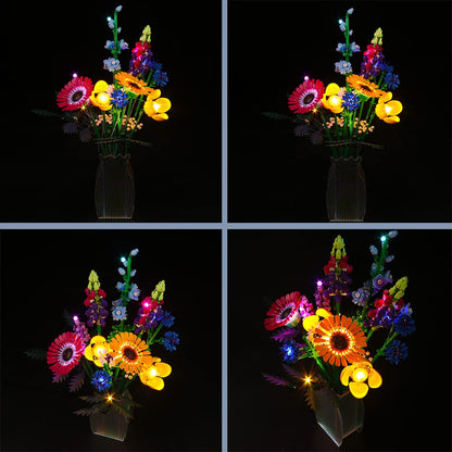 LED light set for Lego Wildflower Bouquet set 10313 (no model), LED lighting set for Lego Icons Wildflower Bouquet 10313 artificial flowers Valentines Day gift for adults unique home decor