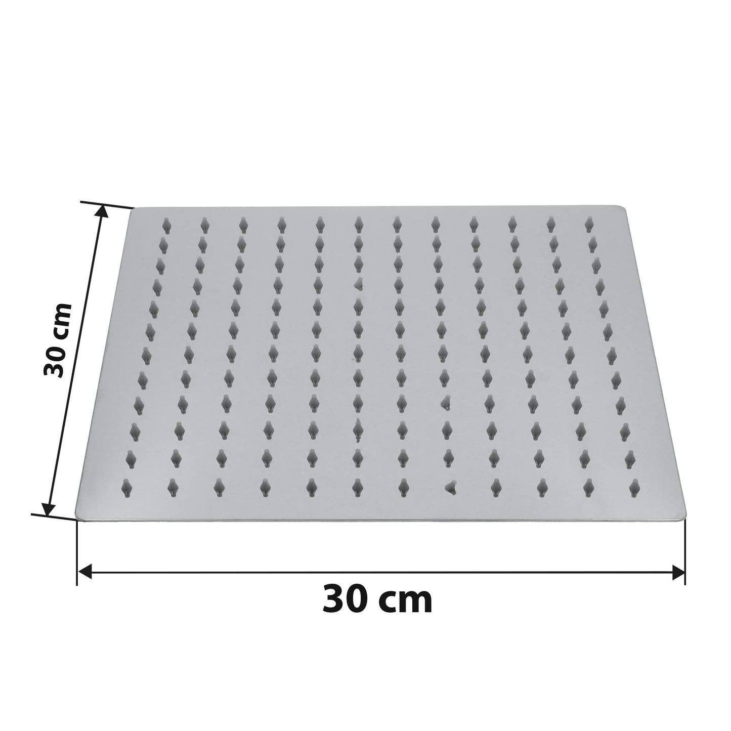 Millto™ Square Stainless Steel Shower Head Rain Shower 30x30 cm XXL | Rain Shower Head Large 12 Inch Shower Head Shower Fittings Anti-Limescale Square | Head Shower Chrome Ultra-Thin Water-Saving Shower Faucet