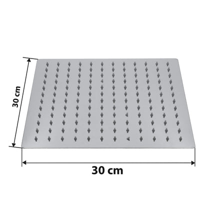 Millto™ Square Stainless Steel Shower Head Rain Shower 30x30 cm XXL | Rain Shower Head Large 12 Inch Shower Head Shower Fittings Anti-Limescale Square | Head Shower Chrome Ultra-Thin Water-Saving Shower Faucet