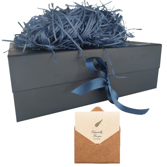Blue gift box 33x26x11cm, gift carton with magnetic lid and ribbon for weddings, Christmas, birthdays, anniversaries gift packaging box