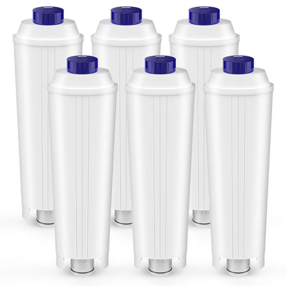 6 pieces of water filters for Delonghi, compatible with Delonghi DLSC002. Water filter cartridges suitable for Delonghi Magnifica S, ECAM, ESAM, ETAM, EPAM, Primadonna coffee machines.