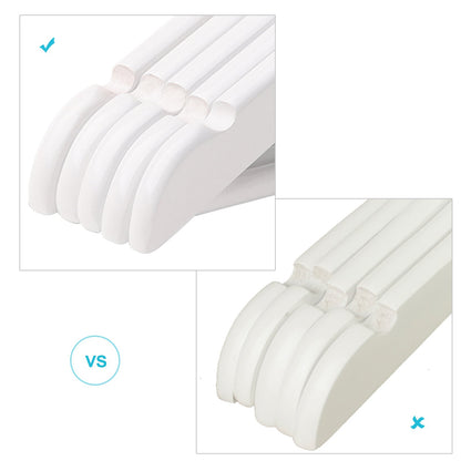 SONGMICS kids' wooden hangers, 10 pack with hanging bar, notches, 360° swivel hook, 35 cm long, White CRW006W02