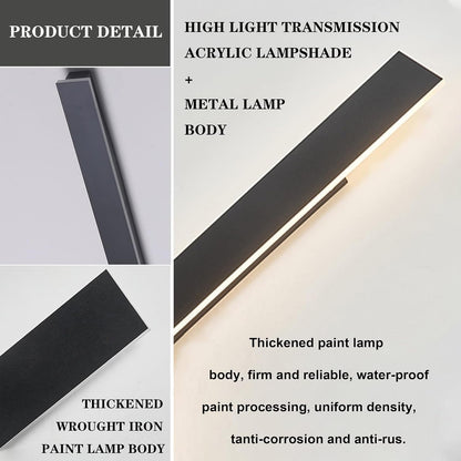 HMAKGG LED Long Wall Light Indoor Black, Wall lamp Staircase Modern 3 Color Temperature Hall Lighting, Lamp Wall Up Down Wall Light 26W Metal Hallway Lamp, for Living Room Bedroom, 120cm