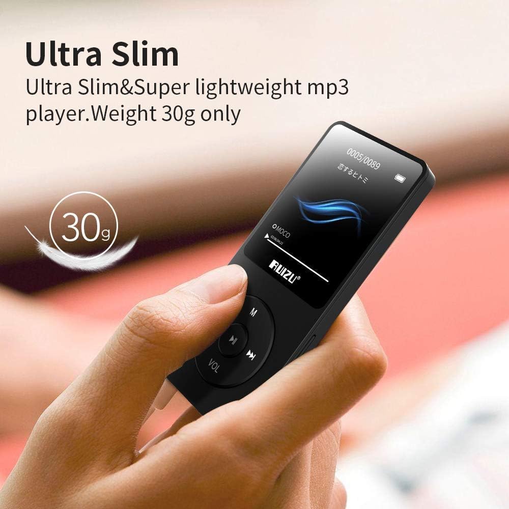 64GB MP3 player with Bluetooth 5.3, ultralight (30g), up to 80 hours of battery life, 1.8-inch screen, great for sports, kids, and adults, supports TF cards up to 128GB.