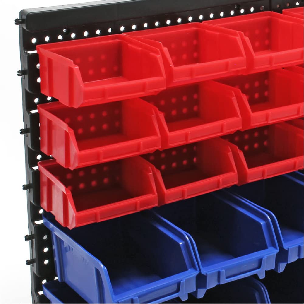 Wiltec plastic stacking boxes 30 pcs. 18 small and 12 large boxes, display case storage bins sorting boxes workshop small parts magazine