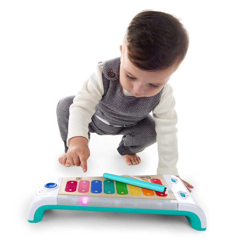 Baby Einstein Hape Magic Touch Xylophone, wooden musical toy for toddlers, 2 play modes, over 30 melodies, lights and volume control, for ages 12 months +
