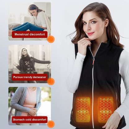 Heated vest for women and men, polar fleece heated vest, warm jacket, unisex electric USB heated vest, ideal for hiking, cycling, hunting (XL).