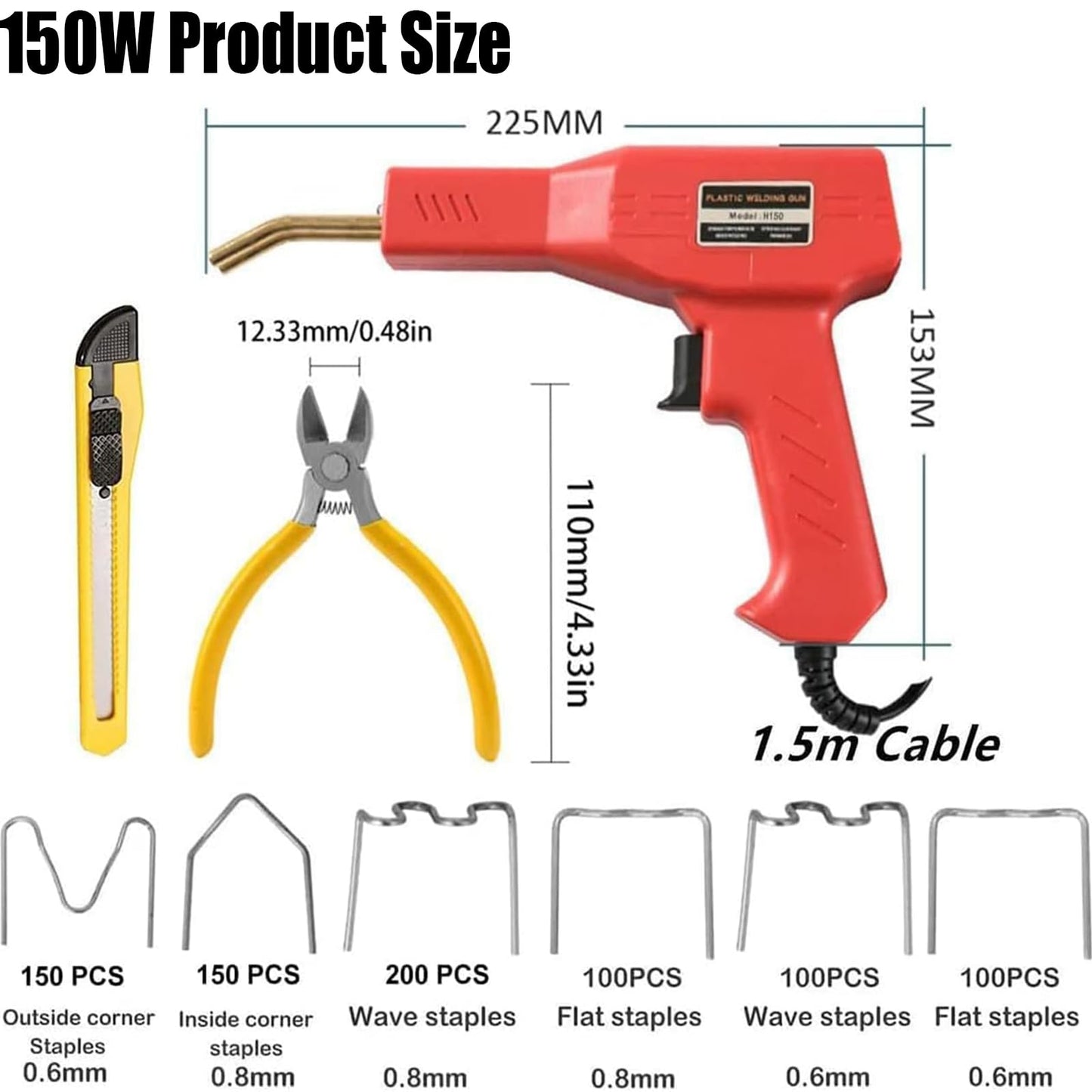 150W Plastic Welding Machine Car Bumper Repair Set Auto Bumper Repair Machine, 800pcs Hot Stapler Welding Repair Machine Repair Kit for Car Bumper/Parts