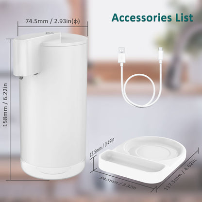 Automatic Foam Soap Dispenser Electric: YISH White Electric Soap Dispenser with Sensor Touchless Foam Soap Dispenser 260ml for Kitchen Bathroom USB Rechargeable