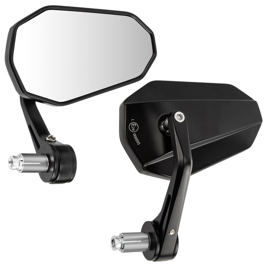 CICMOD Motorcycle Mirror, Universal Bar End Mirror E-marked Motorcycle Rearview Mirror, 360° Rotatable Handlebar Mirror for Scooter Moped - Black