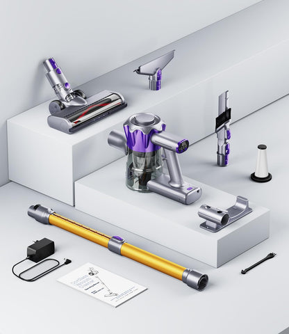 Cordless vacuum cleaner, 40000Pa/450W with smart display. Up to 50 minutes runtime. Comes with automatic mode and anti-tangle brush for carpets, hard floors, and pet hair.