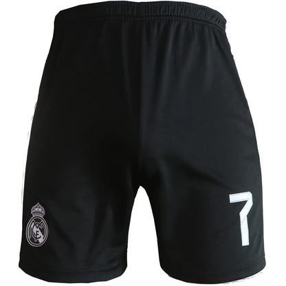 BlackAzat Madrid Home #7 Retro Black Dragon Limited Special Edition Rare Soccer Kids Jersey Shorts Socks Set Youth Sizes (Black, 26)