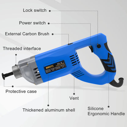 The IMAYCC Concrete Vibrator 1300W 220V 4300 RPM, with 2m copper hose length, is ideal for concrete tools.