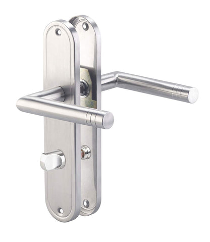 AGT Door Handle: 2-piece stainless steel door handle sets for bathroom & toilet, each with 2 handles (door handle set, WC long plate door fittings, door lock)
