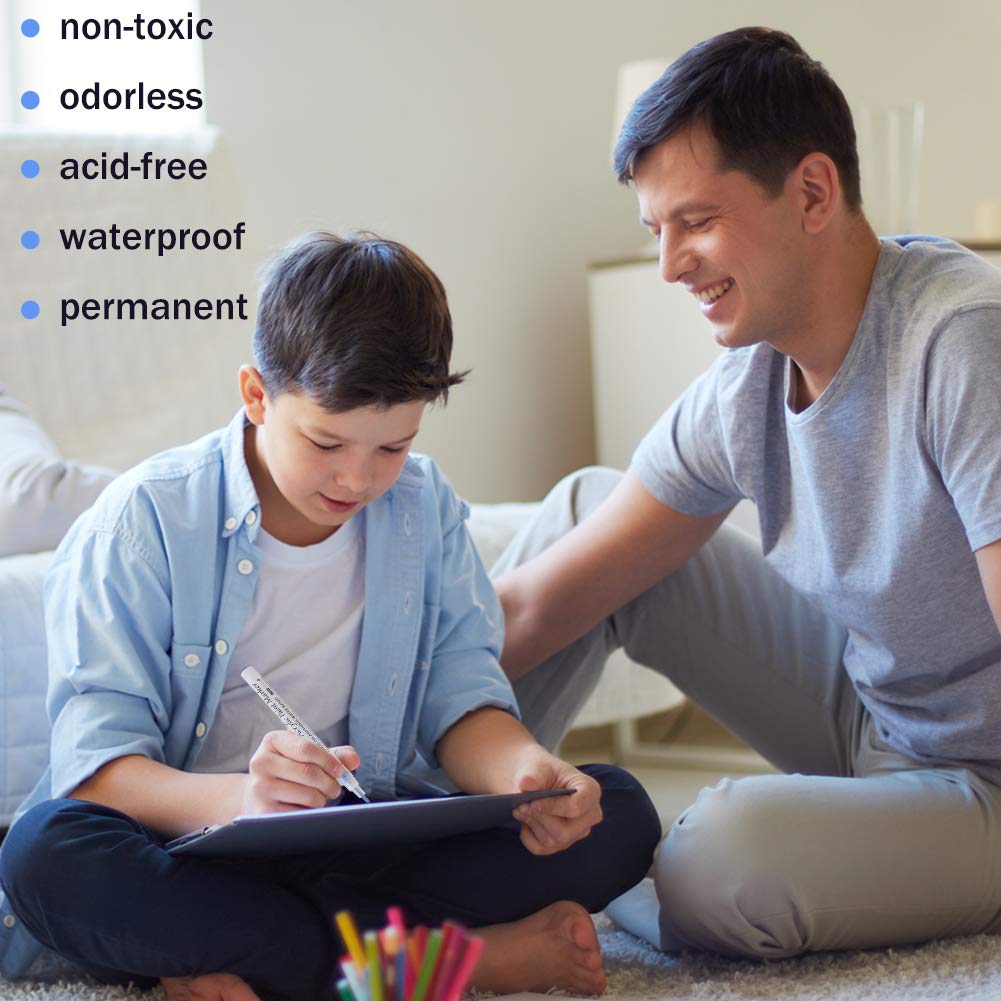 Beager Acrylic Paint Pens for Stones Waterproof, 0.7mm Permanent Marker Pens Enamel Pen Acrylic Paint Pens for Wood Canvas Ceramic Metal Paper Glass Plastic Leather Photo Albums 30Pcs