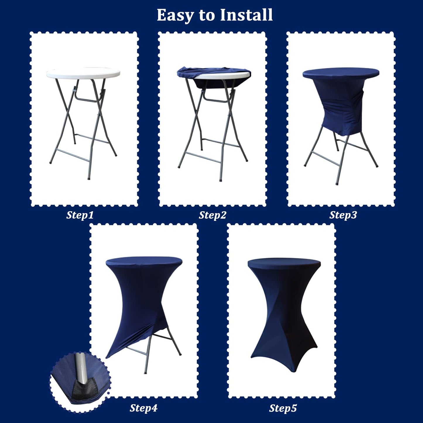 KAYBTNT 3-piece Set Cocktail Table Covers Ø 80 cm, Many Colors, Spandex Stretch Cocktail Table Covers, Reinforcement in the foot area, Elegant Round Tablecloth for Bistro Table Wedding Cocktail Party, Green