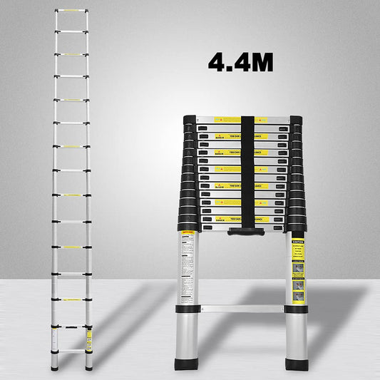 Owlike 4.4M Telescoping Ladder - Non-slip Multifunctional Ladder 150 kg Load Capacity - Aluminum Ladder Household ladder for house repairs decoration wall painting - Extendable Stepladder - Foldable Ladder