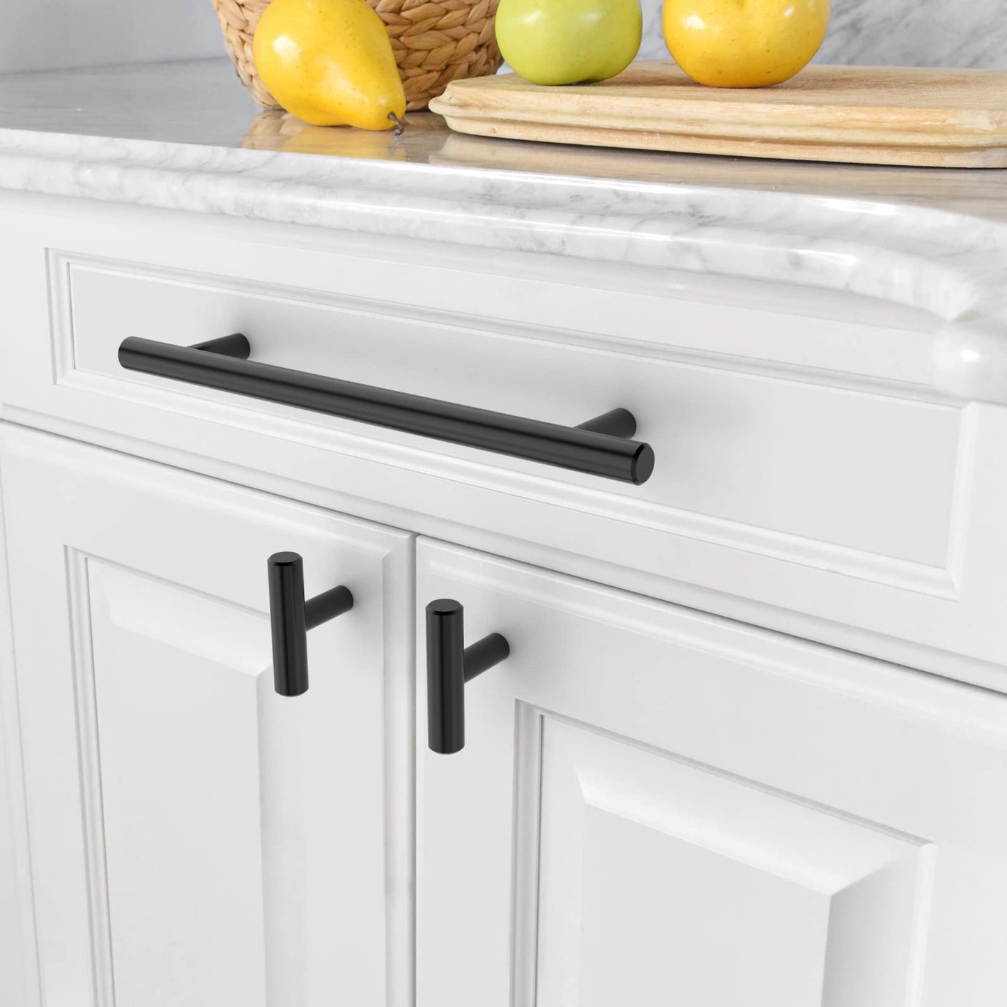 Amerdeco 20pcs Furniture Handles Stainless Steel Black 160mm Hole Distance Cabinet Handles for Kitchen, Drawers & Wardrobe UK0024