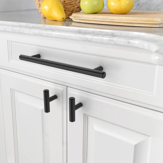 Amerdeco 20pcs Furniture Handles Stainless Steel Black 160mm Hole Distance Cabinet Handles for Kitchen, Drawers & Wardrobe UK0024
