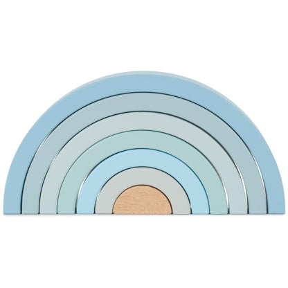 Bieco Wooden Rainbow Baby Blue - Wooden Sorting Toy - Wooden Motor Skills Toy Baby Rainbow Large - Rainbow Building Blocks Wooden Wooden Rainbow Rainbow Stackable Game Stackable Rainbow Rainbow Blue