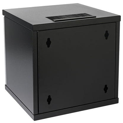 HMF 63406-02 network cabinet, server cabinet 10 inches | 6U | 300mm depth | Fully assembled | Glass door | Black