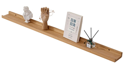 Gieanoo wooden picture rail, 100cm oak shelf solid floating wall shelf spice rack shelf board hanging shelf ideal for living room bedroom bathroom (100cmx10cm)
