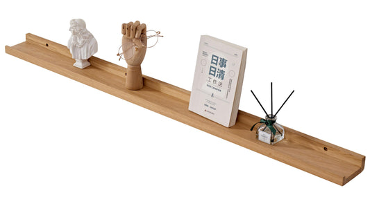 Gieanoo wooden picture rail, 100cm oak shelf solid floating wall shelf spice rack shelf board hanging shelf ideal for living room bedroom bathroom (100cmx10cm)