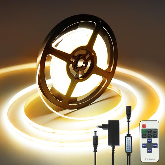 15m COB LED Strip Lights, 2 x 7.5m Super Bright 24V LED Tape Lights, Flexible COB Lights with RF Remote Control for Bedroom Kitchen TV Backlighting, Indoor Outdoor DIY Decoration.