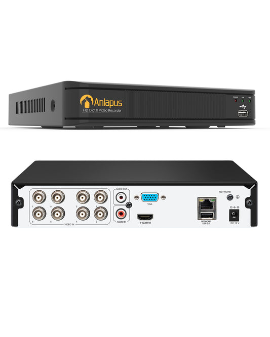 Anlapus 8 channel HD 1080P DVR video recorder receiver without hard drive, supports TVI/CVI/AHD/960H 720P 1080P camera system.