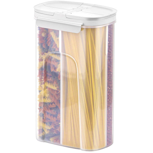 Poeland storage containers with integrated divider / 4 compartments for spaghetti, pasta, cereal, white