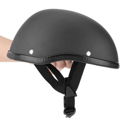 Half helmets motorcycle helmet, retro half shell helmet matte black protective shell helmet with adjustable quick release buckle universal for motorcycle, scooter bike, e-bike.