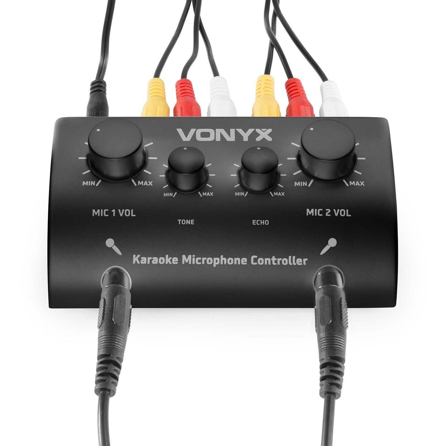 Karaoke system - Vonyx AV430B - mixer with microphones and cables - Turn your stereo system into a real karaoke setup! - Black