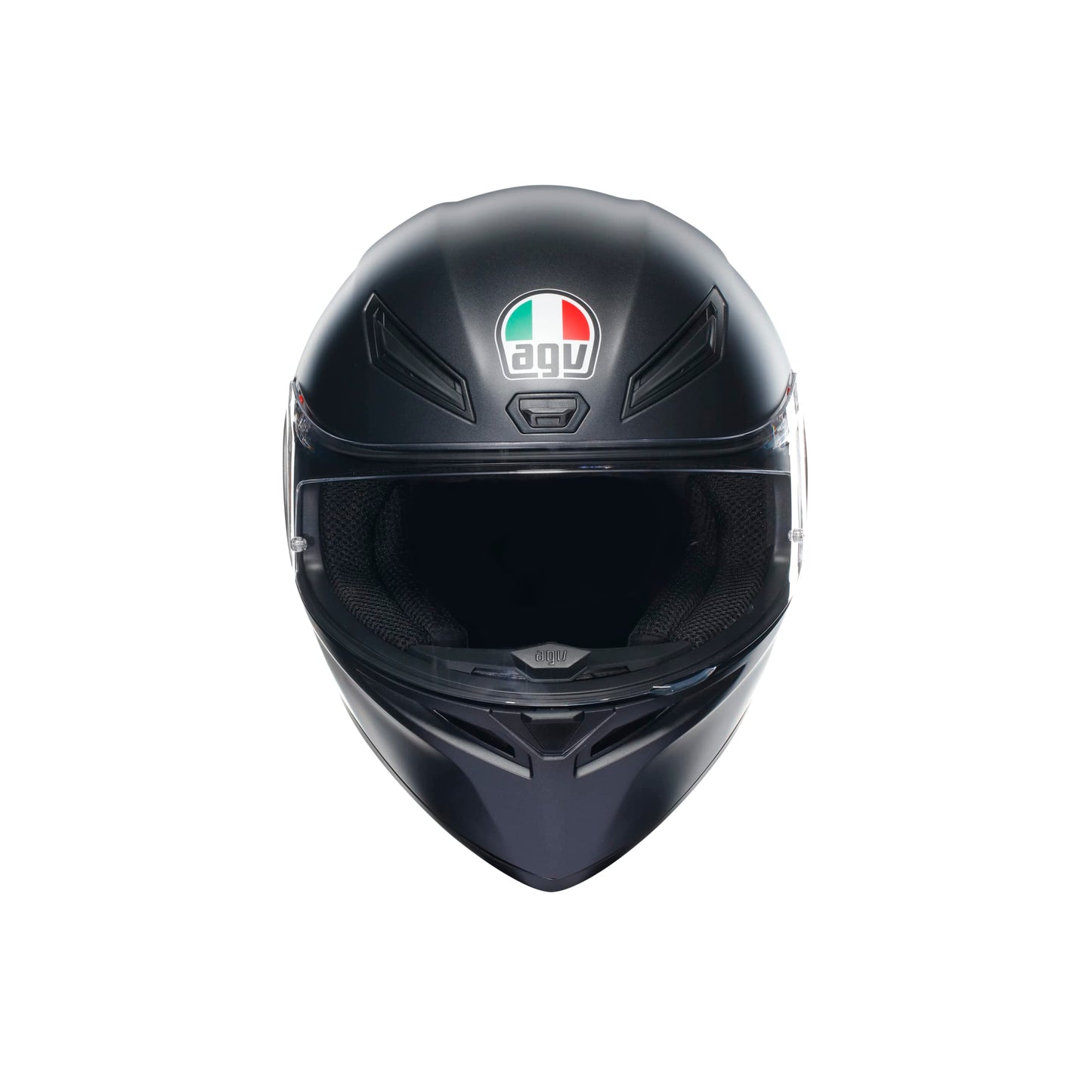 AGV - K1 S E2206 motorcycle helmet, men's ECE full-face motorcycle helmet, racing style with aerodynamic spoiler, scratch-resistant visor, 190° field of view, with intercom ready, matte black.