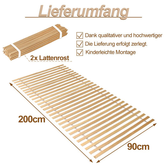 Jopassy slatted frames 2X slat base roll slatted frame 90x200cm 28 slats floor bed up to 200 kg loadable adjustable pre-assembled wooden slats bed frame replacement slats for floor
