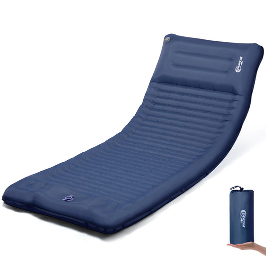 PORTAL Camping Self-Inflating Sleeping Pad 10cm Thick Air Mattress Ultra-light with Foot Pump 18cm Thick Pillow Inflatable Mattress Outdoor Foldable Sleeping Mat 200*74cm for Camping Hiking Travel