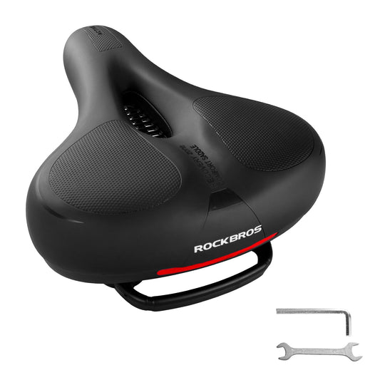 ROCKBROS Bike Saddle Comfortable Gel Seat Men Women Ergonomic Wide Bicycle Seat Soft Memory Foam MTB Road Bike 26*22cm Breathable Waterproof, Black