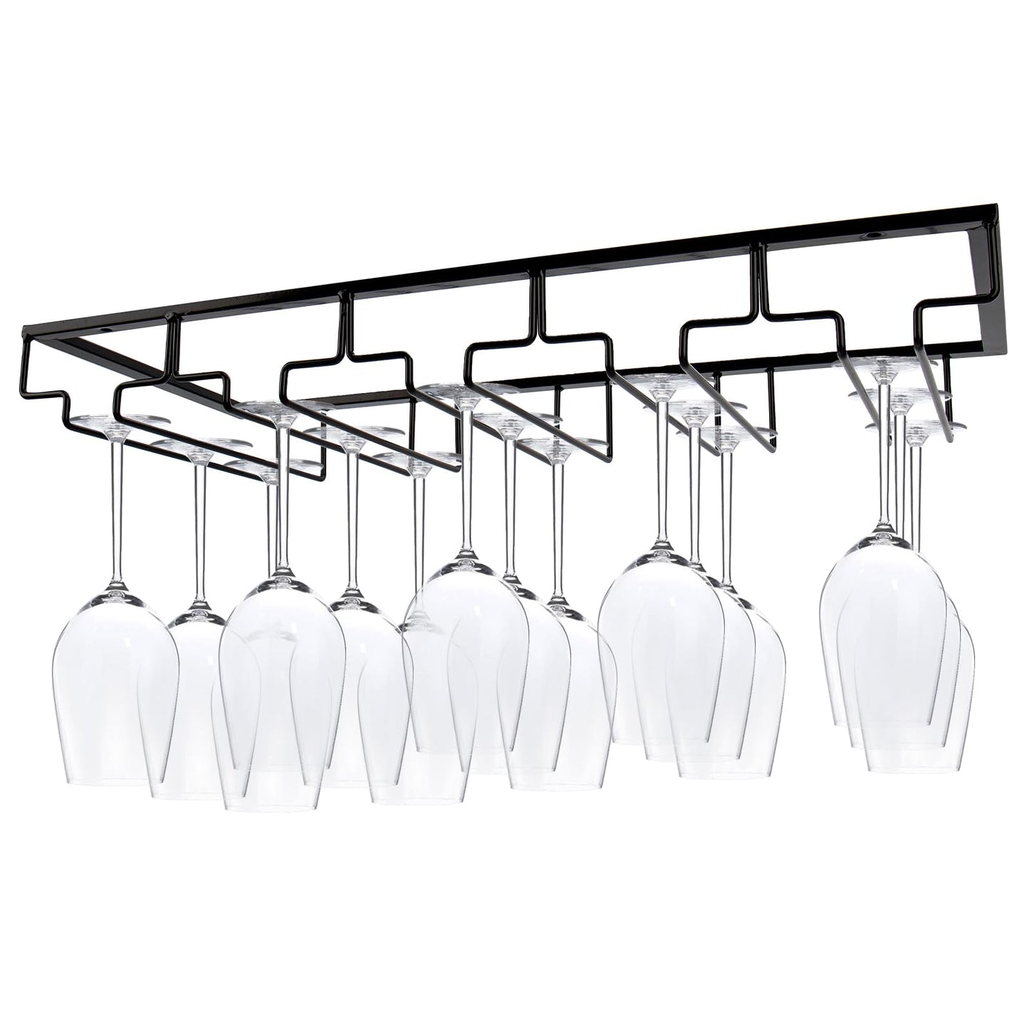Julymoda Metal Wine Glass Holder Storage Hanging Rack for Home Bar Kitchen Restaurant, 5 rows for 15 glasses.
