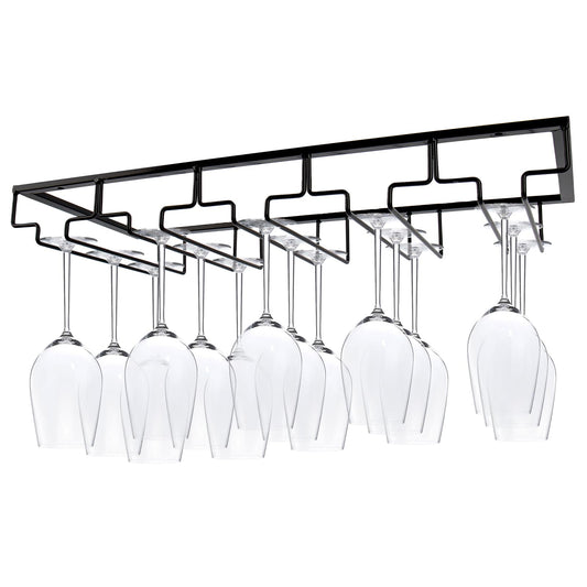 Julymoda Metal Wine Glass Holder Storage Hanging Rack for Home Bar Kitchen Restaurant, 5 rows for 15 glasses.