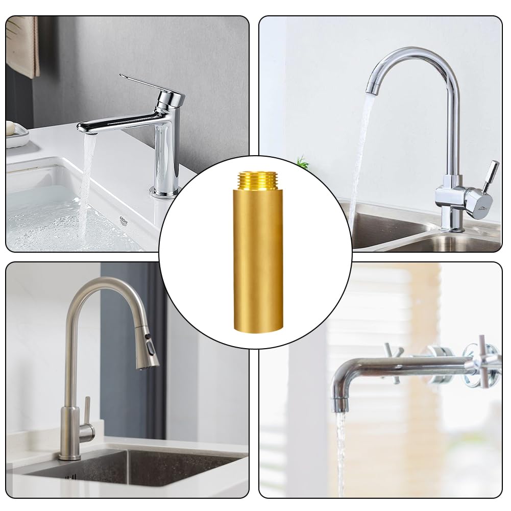 2 pieces of brass faucet extension 3/4 inch x 80 mm, DN20 thread extension, 3/4" female thread x male thread, 80mm brass extension fitting, connection extension for drinking water and heating installation.