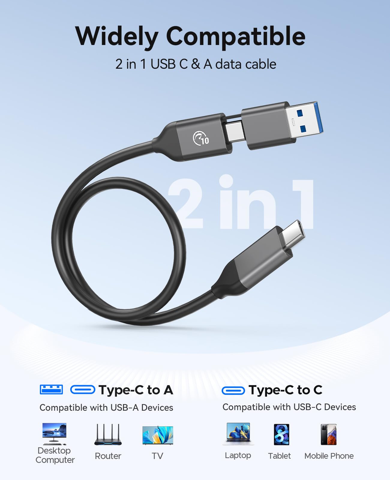 ORICO Portable SSD 1TB with 2 in 1 USB C cable, External Solid State Drives, up to 460MB/s, status indicator, reliable storage for USB-C smartphone, tablet, PC - B5PLUS