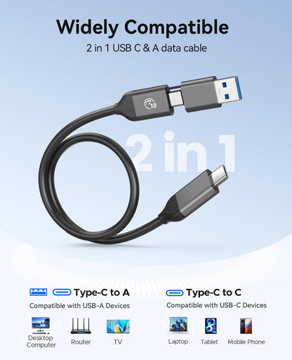 ORICO Portable SSD 1TB with 2 in 1 USB C cable, External Solid State Drives, up to 460MB/s, status indicator, reliable storage for USB-C smartphone, tablet, PC - B5PLUS