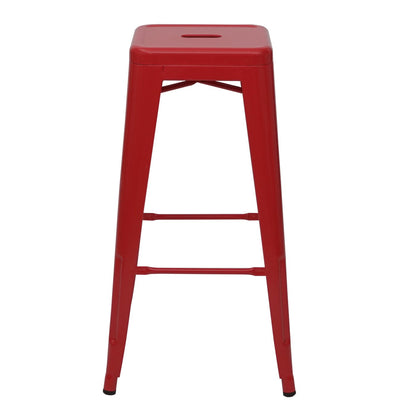 Mendler 4-piece set bar stools HWC-A73, bar chair counter stool, metal industrial design stackable - red.