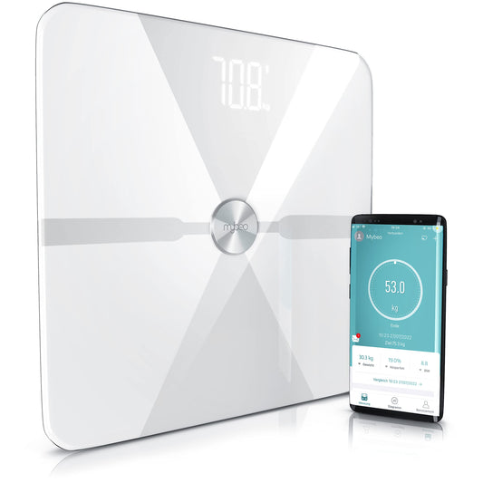 CSL-Computer Bluetooth Body Fat Scale - Apple Health compatible - Digital Multifunction Scale - Bathroom Body Weight Scale - for iOS + Android - White