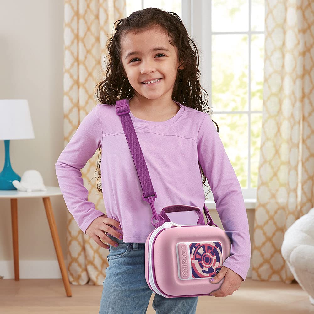 VTech KidiZoom Print Cam - Instant camera for kids with printing function, selfie and video mode, for ages 4-12 & KidiZoom carrying case in pink - Vtech 417369 kids camera, Pink