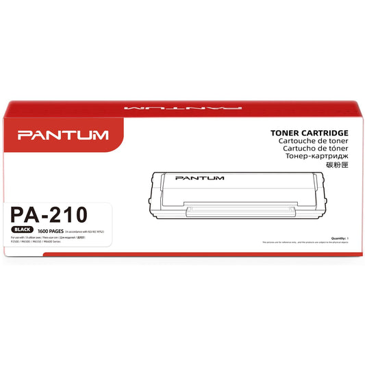 PANTUM PA-210 Original Toner Cartridge Black Laser P2502W P2500W M6500W M6500NW M6508NW M6550NW M6558NW M6800FDW M6808FDW, 1,600 pages