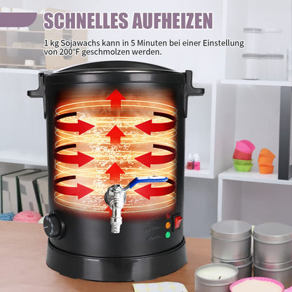 TOAUTO WMF-8L Candle Making Kit Commercial Electric Wax Melter for wax with heating core outlet and bottom design
